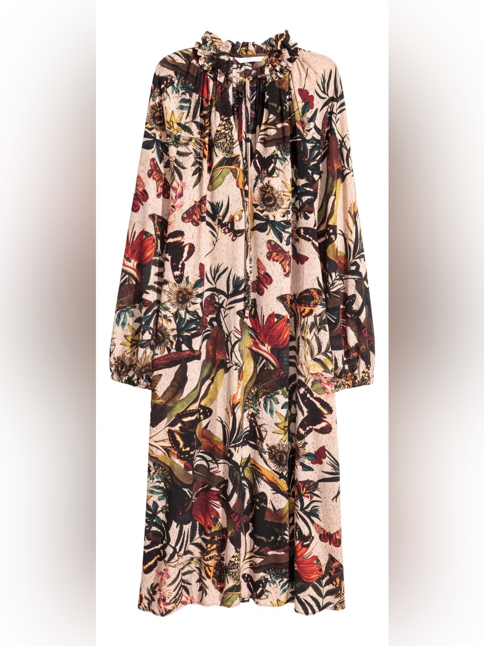 H&M vibrant tropical flora and fauna print